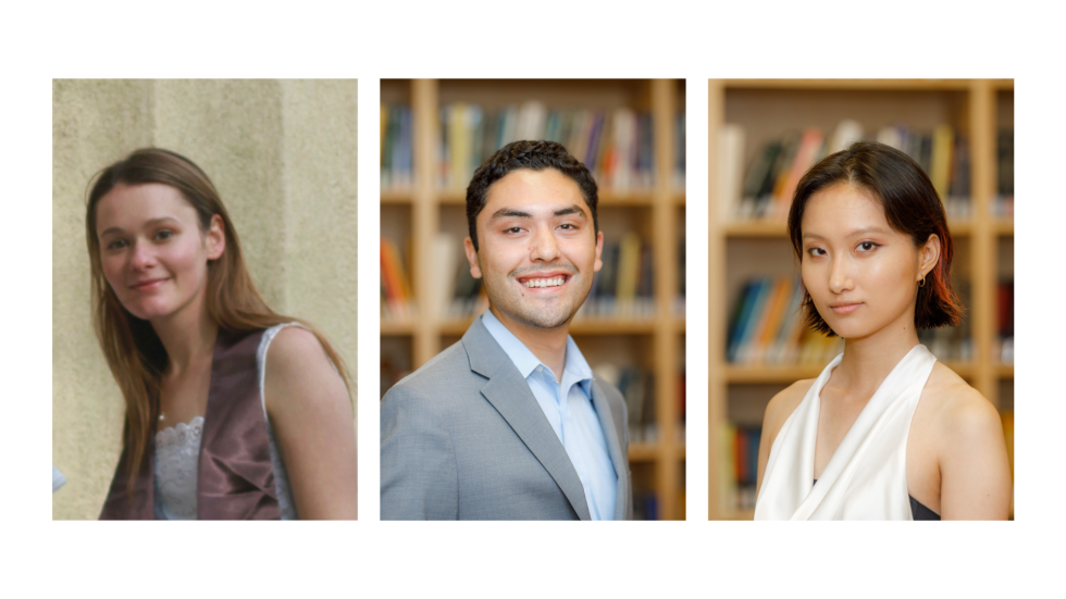 Photos of Emma Beier, Matthew Campos, and Sirui (Rita) Zhang
